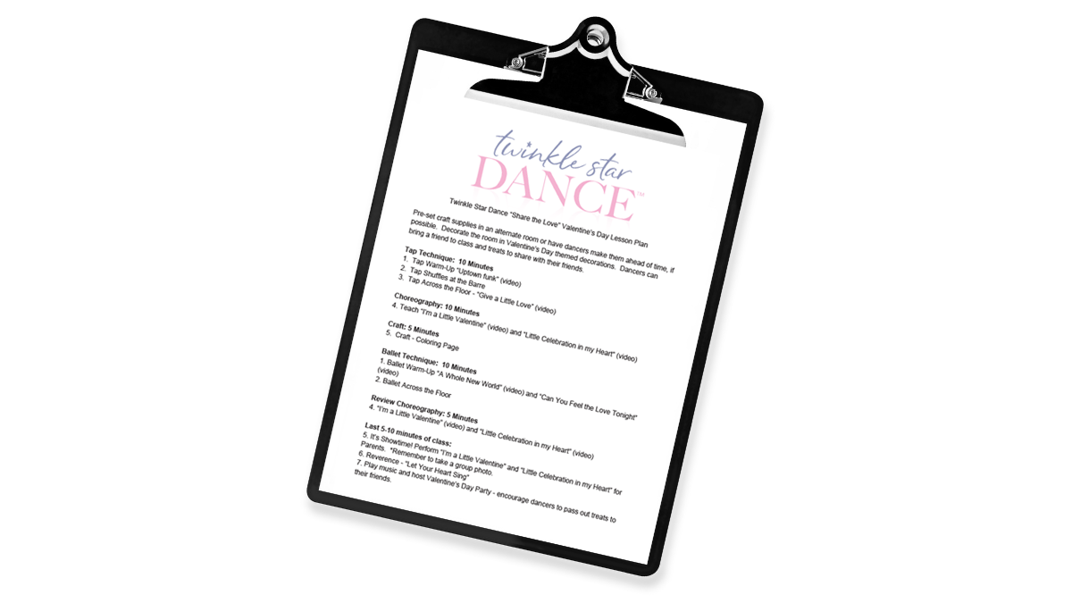 Share The Love Valentine&##x27;s Day Twinkle Star Dance Videos, Lesson Plan & Coloring Page